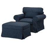 IKEA EKTORP tekli koltuk ve puf kilanda koyu mavi - 49553867