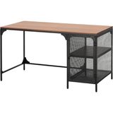 Ikea Fjällbo Çalışma Masası Siyah 140 x 70 cm Rustik Ahşap Depolamalı Kablo Düzenleyicili