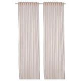 IKEA Fon Perde/2 Kanat, MeridyenDukkan Beyaz-Bej Renk-Çizgili Model 120x300 cm