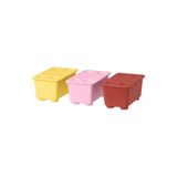 IKEA Glis Çocuk Saklama Kutusu 3'lü Set, Sarı Pembe Kırmızı, 10 x 15 cm