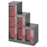 IKEA Gri Çok Amaçlı Saklama Ünitesi, 99x44x94 cm, Çocuk Odası Oyuncak Dolabı, Kırmızı Kutuları