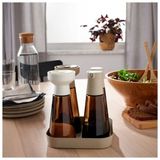 Ikea Halvtom Gri-Bej 17X17 cm Tepsi, 2 Adet 19 cm Yağdanlık, 2 Adet 19 cm Baharat Öğütücü 5li Set - Bej - Kahve