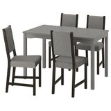 IKEA HAUGA/STEFAN mutfak masası takımı gri-venge knisa gri/bej - 99574914
