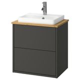 IKEA HAVBACK/ALSKEN/ORRSJÖN lavabo dolabı kombinasyonu koyu gri-bambu - 49521353