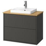 IKEA HAVBACK/ALSKEN/ORRSJÖN lavabo dolabı kombinasyonu koyu gri-bambu - 69521385