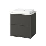 IKEA HAVBACK/TOLKEN/ORRSJÖN lavabo dolabı kombinasyonu koyu gri-beyaz mermer görünüm - 29629241