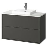 IKEA HAVBACK/TOLKEN/ORRSJÖN lavabo dolabı kombinasyonu koyu gri-beyaz mermer görünüm - 69521535