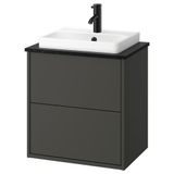 IKEA HAVBACK/TOLKEN/ORRSJÖN lavabo dolabı kombinasyonu koyu gri-siyah mermer görünüm - 19590574