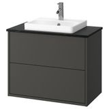 IKEA HAVBACK/TOLKEN/ORRSJÖN lavabo dolabı kombinasyonu koyu gri-siyah mermer görünüm - 59521376