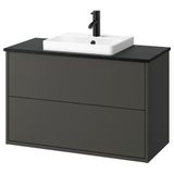 IKEA HAVBACK/TOLKEN/ORRSJÖN lavabo dolabı kombinasyonu koyu gri-siyah mermer görünüm - 79590571
