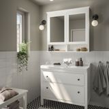 IKEA HEMNES/RUTSJÖN lavabo dolabı kombinasyonu beyaz - 89546827