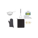 Ikea Idealısk Süzgeç, 20 Cm+Patates Ezici + Rınnıg Fırın Eldiveni,+Gri Bulaşık Kurutma Örtüsü Europe