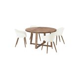 IKEA Kahverengi Meşe Yemek Masası, Beyaz Sandalyeli Yemek Odası Mobilyası Seti