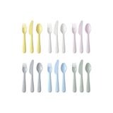 IKEA KALAS Pastel Tonlar 18 Parça Çocuk Çatal Kaşık Bıçak Seti