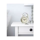 IKEA KALİTELİ Nostaljik Çalar Saat Çap 10 Cm İkea Masa Saati Beyaz Renk Yükseklik 14 Cm Çelik Saat