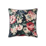 IKEA Kırlent Kılıfı 50x50 cm, Çiçek Deseni, Siyah, Renkli