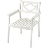 IKEA Kolçaklı Sandalye, Beyaz-Bej, Akasya Malzemeden, Dış Mekan İçin Konforlu Tasarım - Beyaz - Bej