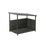 Ikea Koyu Gri Dış Mekan Köpek Yatağı – Dayanıklı Plastik Rattan, Küçük/Orta Köpekler İçin