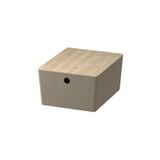 IKEA - KUGGIS, kapaklı kutu, koyu gri-bej-bambu, 26x35x15 cm