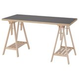 IKEA LAGKAPTEN/MITTBACK çalışma masası gri-ahşap görünümlü huş - 49585378
