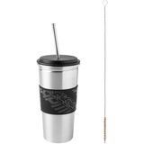 IKEA LANESPELARE kapaklı ve pipetli bardak, siyah