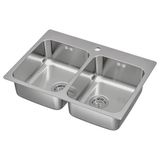 IKEA LANGUDDEN/LILLVIKEN çift gözlü eviye paslanmaz çelik - 19157487