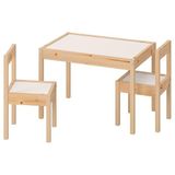 Ikea Latt çocuk masası, 2 sandalyeli, küçük odalar veya yatak odaları için beyaz/çam
