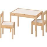 Ikea Lätt Masa Seti 63 x 48 cm 3 Parça Masif Beyaz Çam Çocuk Odası ve Küçük Alanlar Için Ideal - Çam - Beyaz - 63 x 45 cm