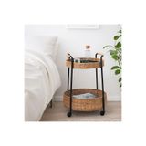 IKEA Lubban Tekerlekli Yan Sehpa, Rattan, Antrasit, 50x50x66 cm