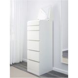 IKEA Malm, Aynalı 6 Çekmeceli Şifonyer, 40X123 Cm, Beyaz Renk