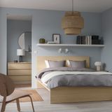IKEA MALM/LINDBADEN çift kişilik karyola ağartılmış meşe kaplama - 69495013