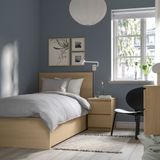IKEA MALM/LINDBADEN tek kişilik karyola ağartılmış meşe kaplama - 19495001