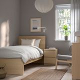 IKEA MALM/LINDBADEN tek kişilik karyola ağartılmış meşe kaplama - 89495012