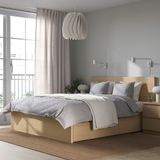 IKEA MALM/LÖNSET çift kişilik karyola ağartılmış meşe kaplama - 29176602