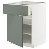 IKEA METOD/MAXIMERA kapaklı ve çekmeceli alt dolap NICKEBO mat gri-yeşil - 49565846