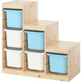 IKEA Modern Beyaz Oyuncak Saklama Ünitesi 94X44X91 cm - Çocuk Odası Iskandinav Tarzı Sağlam Ahşap Depolama Ünitesi - Modüler Yapı