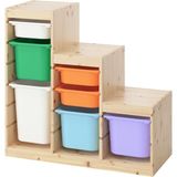 IKEA Modern Beyaz Oyuncak Saklama Ünitesi 99X44X91 cm - Çocuk Odası Iskandinav Tarzı Sağlam Ahşap Depolama Ünitesi - Modüler Yapı