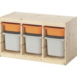 IKEA Modern Gri Oyuncak Saklama Ünitesi 93X44X52 cm - Çocuk Odası Iskandinav Tarzı Sağlam Ahşap Depolama Ünitesi - Modüler Yapı