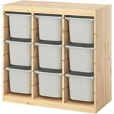 IKEA Modern Gri Oyuncak Saklama Ünitesi 93X44X91 cm - Çocuk Odası Iskandinav Tarzı Sağlam Ahşap Depolama Ünitesi - Modüler Yapı