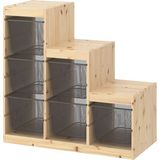IKEA Modern Gri Oyuncak Saklama Ünitesi 94X44X91 cm - Çocuk Odası Iskandinav Tarzı Sağlam Ahşap Depolama Ünitesi - Modüler Yapı