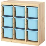 IKEA Modern Mavi Oyuncak Saklama Ünitesi 93X44X91 cm - Çocuk Odası Iskandinav Tarzı Sağlam Ahşap Depolama Ünitesi - Modüler Yapı