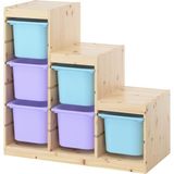 IKEA Modern Mavi Oyuncak Saklama Ünitesi 94X44X91 cm - Çocuk Odası Iskandinav Tarzı Sağlam Ahşap Depolama Ünitesi - Modüler Yapı
