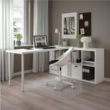 IKEA Modern Tasarım Beyaz Kitaplıklı Çalışma Masası - Tek Ebat