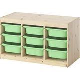 IKEA Modern Yeşil Oyuncak Saklama Ünitesi 93X44X52 cm - Çocuk Odası Iskandinav Tarzı Sağlam Ahşap Depolama Ünitesi - Modüler Yapı
