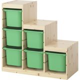 IKEA Modern Yeşil Oyuncak Saklama Ünitesi 94X44X91 cm - Çocuk Odası Iskandinav Tarzı Sağlam Ahşap Depolama Ünitesi - Modüler Yapı