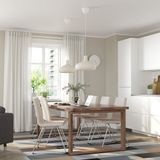 IKEA MÖRBYLANGA/LILLANAS yemek masası takımı meşe kaplama kahverengi vernikli-krom kaplama Gunnared bej - 79495201