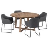 IKEA MÖRBYLANGA/TOSSBERG yemek masası takımı meşe kaplama kahverengi-gunnared koyu gri - 69569315