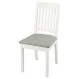 IKEA NASINGE döşemeli ahşap sandalye beyaz-tibbleby bej gri - 60587502