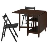 IKEA NASINGE/FRÖSVI mutfak masası takımı kahverengi/kayın kaplama-Knisa koyu gri/black - 39597094