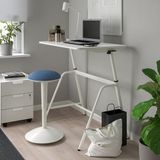 IKEA NILSERIK tabure, beyaz-vissle koyu mavi